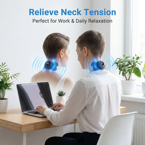 Portable TENS Unit Electric Muscle Stimulator - Mini Pulse Massager for Back, Neck & Shoulder Pain Relief
