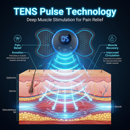 Portable TENS Unit Electric Muscle Stimulator - Mini Pulse Massager for Back, Neck & Shoulder Pain Relief