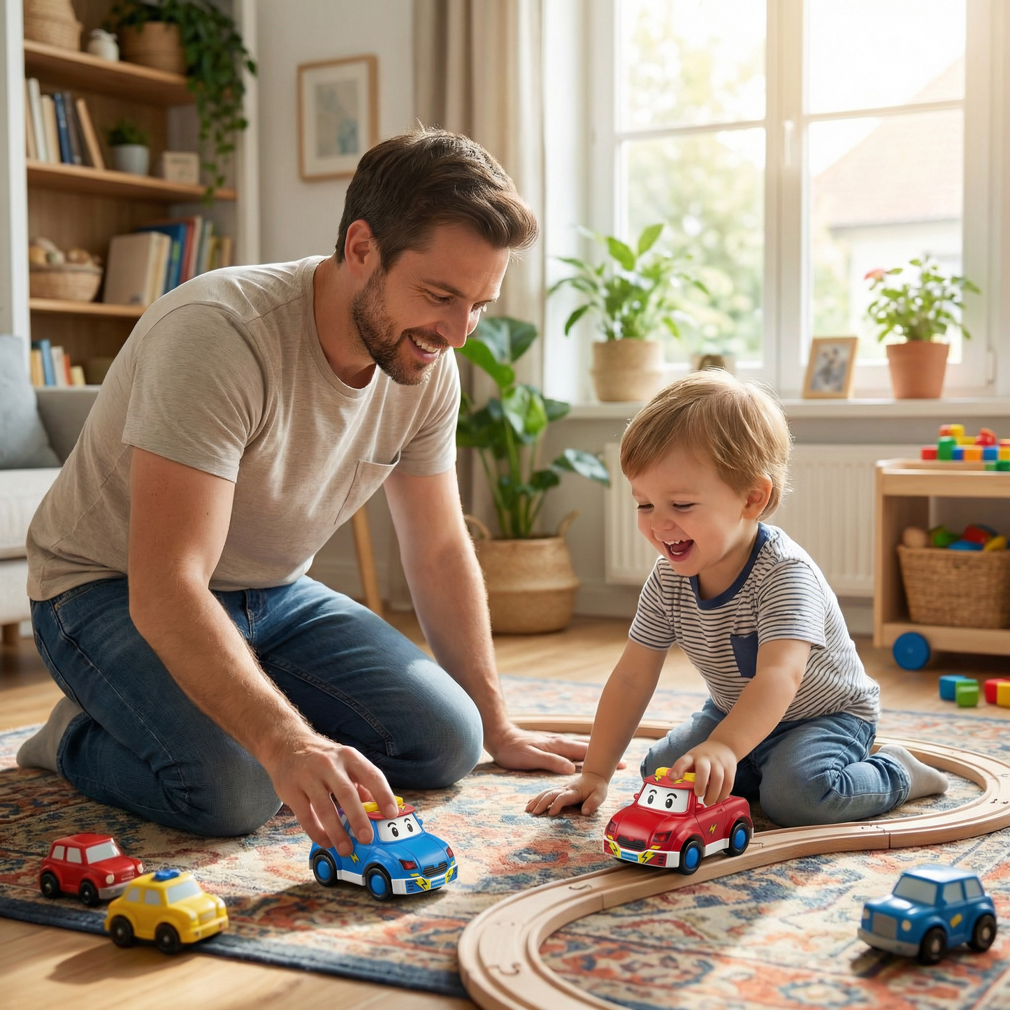 Friction Powered Mini Cartoon Racing Car Toys - No Battery Needed Pull Back Cars for Toddlers