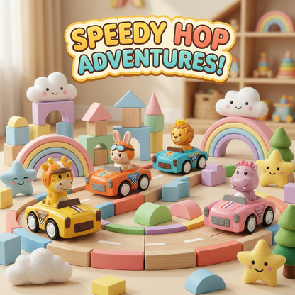 🚗 Cartoon Animal Push & Go Mini Cars - 4 Designs, No Battery Needed Toy for Toddlers