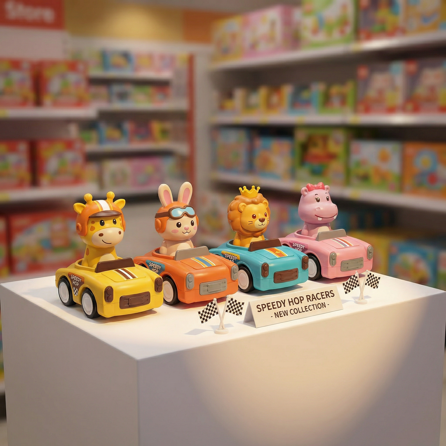 🚗 Cartoon Animal Push & Go Mini Cars - 4 Designs, No Battery Needed Toy for Toddlers