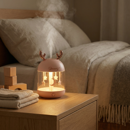 🦌 Glimmerly Deer Antler Ultrasonic Humidifier - Cute Night Light & Aroma Diffuser for Bedroom