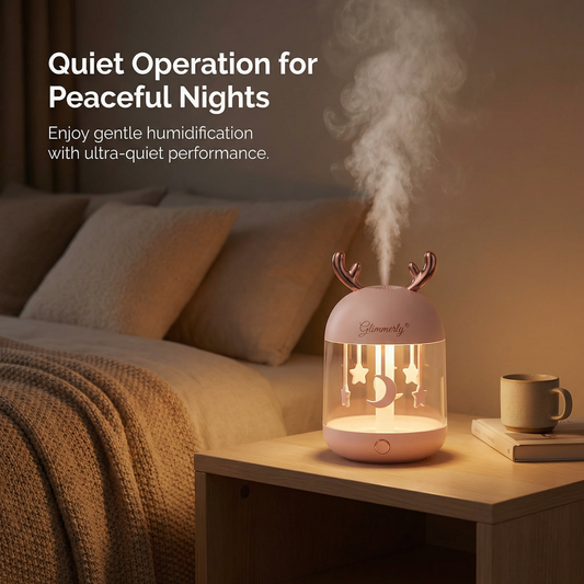 🦌 Glimmerly Deer Antler Ultrasonic Humidifier - Cute Night Light & Aroma Diffuser for Bedroom