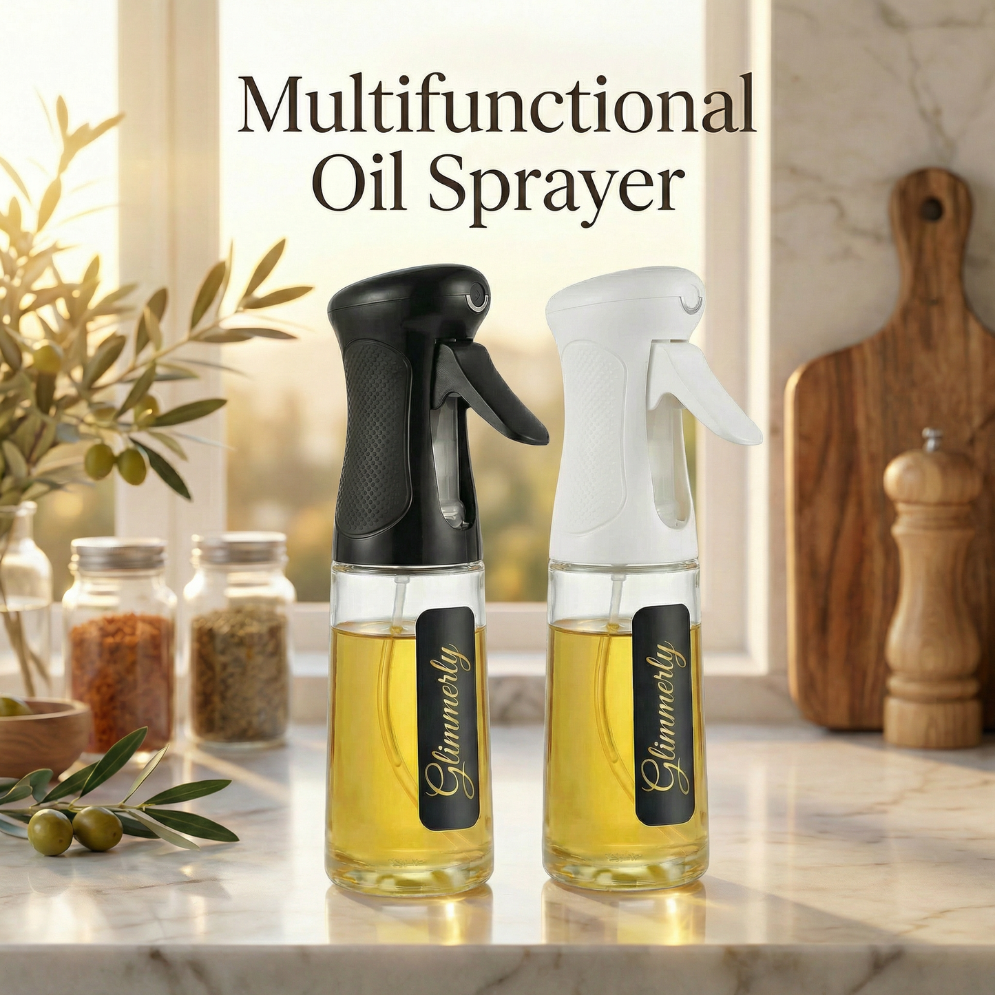 Multi-Purpose Oil Mist Sprayer for Cooking - BPA-Free Glass Oil Dispenser with Uniform Mist for BBQ & Salad