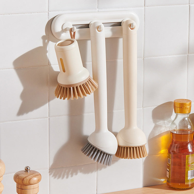 🍳 360° Rotatable Pot Brush Set - Hanging Dish Scrubber with Replaceable Heads for Pans, Pots & Sink